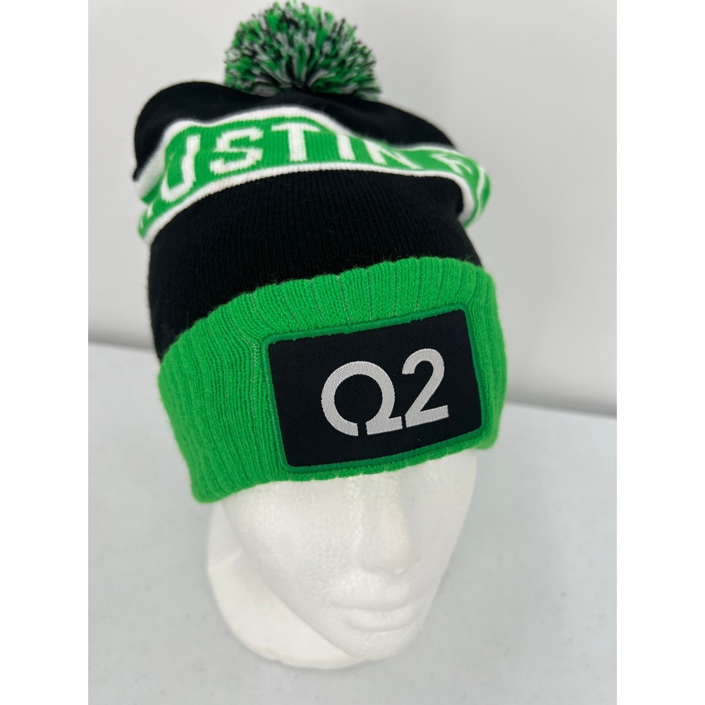 Austin FC‎ MLS Soccer Knit Beanie Pom Hat Black Green Q2 Patch One Size
